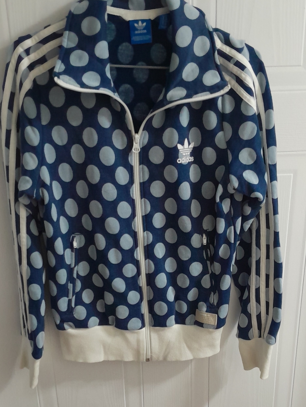 adidas Navy & Light Blue Polka Dot Kids Track Jacket